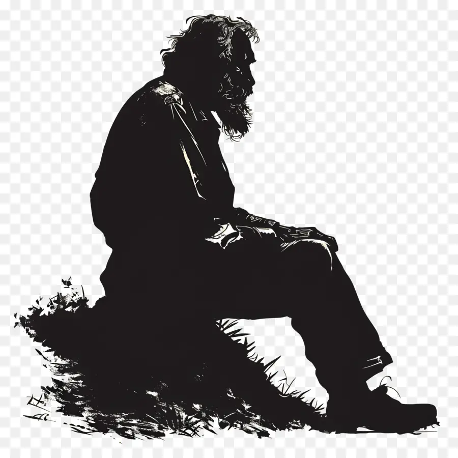 Silhouette De Vieil Homme，Silhouette PNG