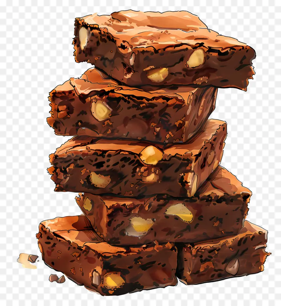 Pile De Brownies，Brownies Aux Noix PNG