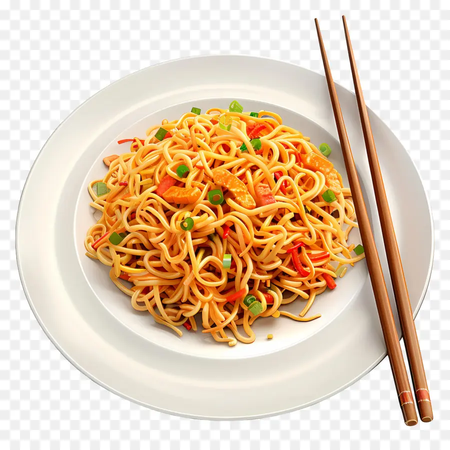 Chow Mein，Assiette De Nouilles PNG