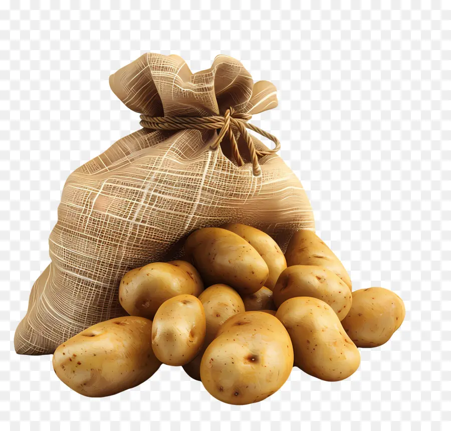 Pommes De Terre Dans Un Sac En Toile De Jute，Pommes De Terre Dans Un Sac PNG