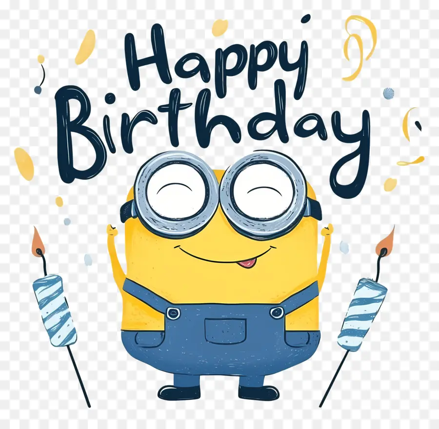 Joyeux Anniversaire，Minion Avec Des Bougies PNG