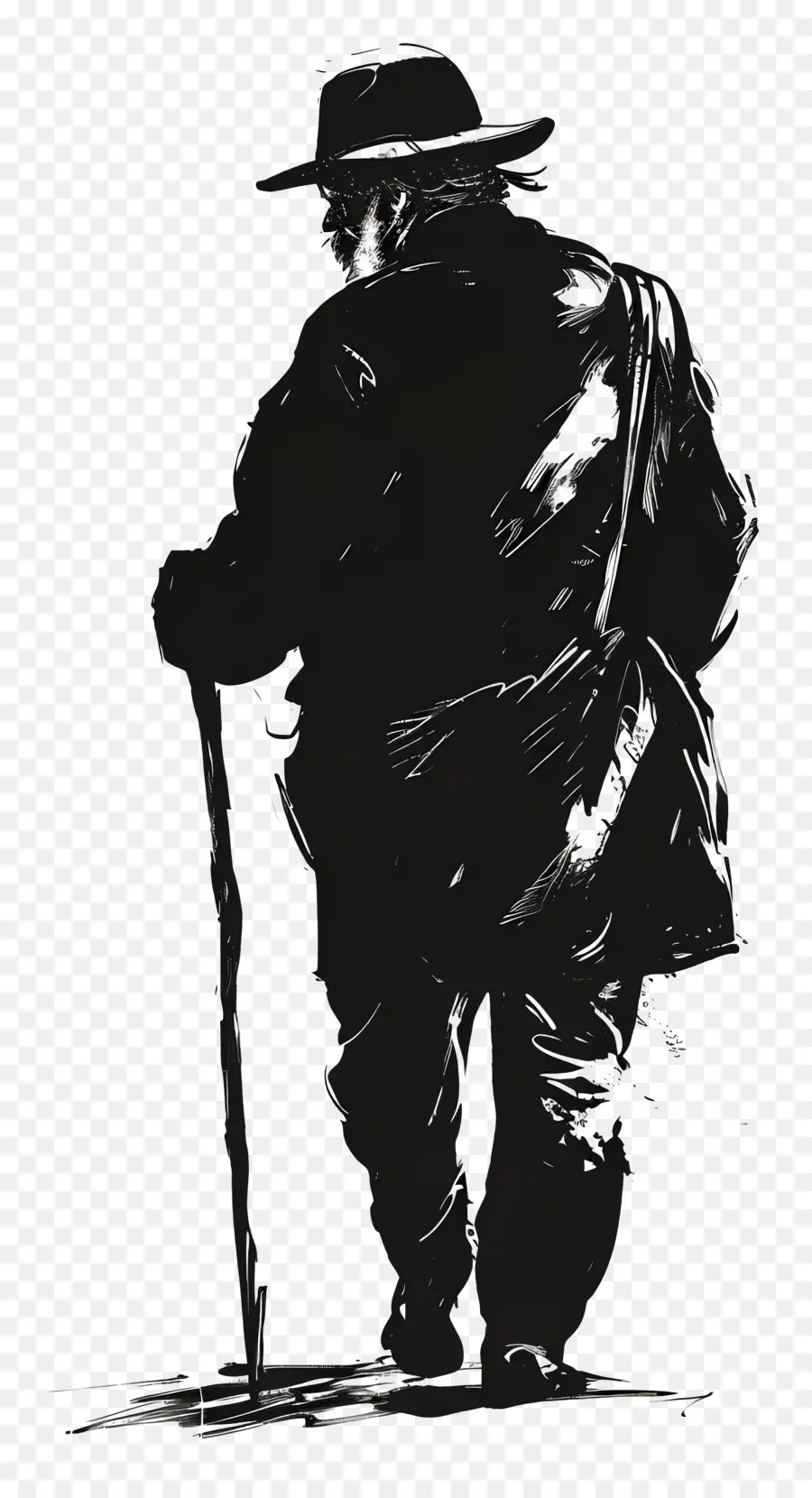 Silhouette De Vieil Homme，Âgé PNG