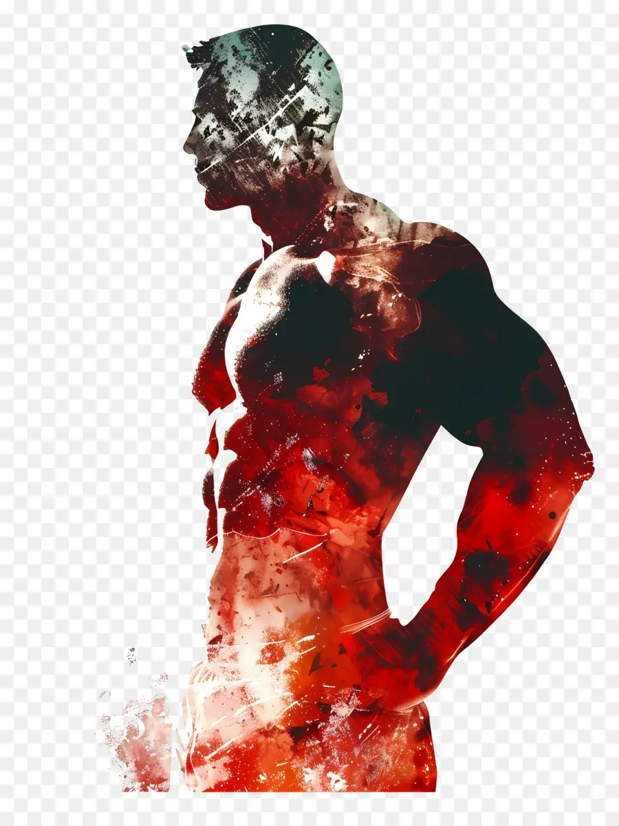 Silhouette D'homme Fort，Silhouette D'homme Musclé PNG