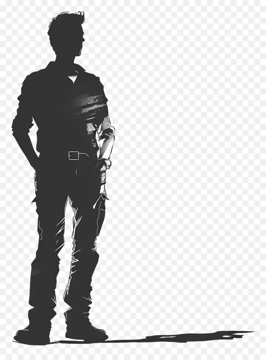 Silhouette D'homme Debout，Silhouette PNG