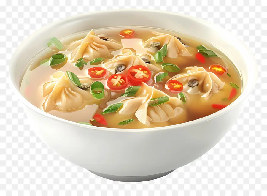 Soupe Wonton，Dumplings Dans Une Soupe épicée PNG