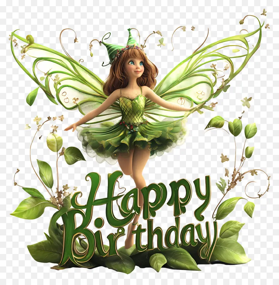 Joyeux Anniversaire，Fée Avec Robe Verte PNG