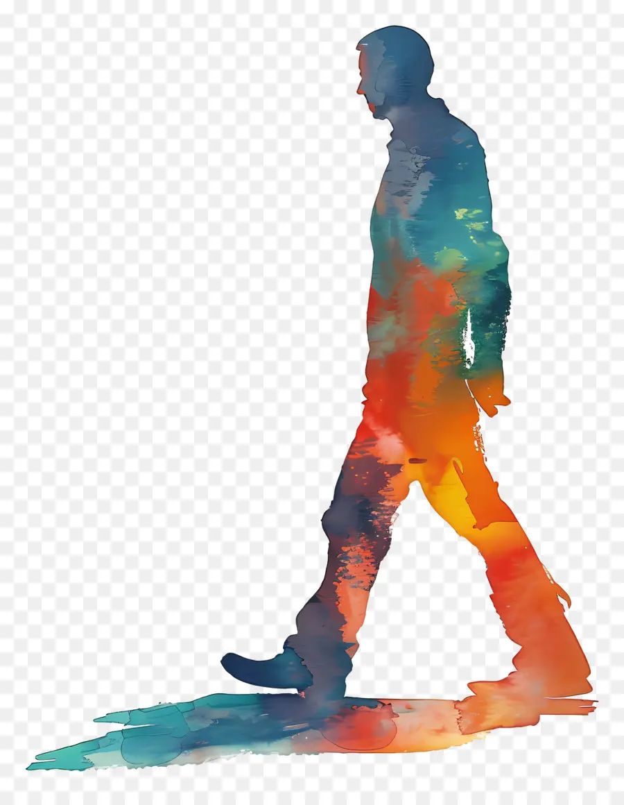 Silhouette D'homme Qui Marche，Silhouette PNG