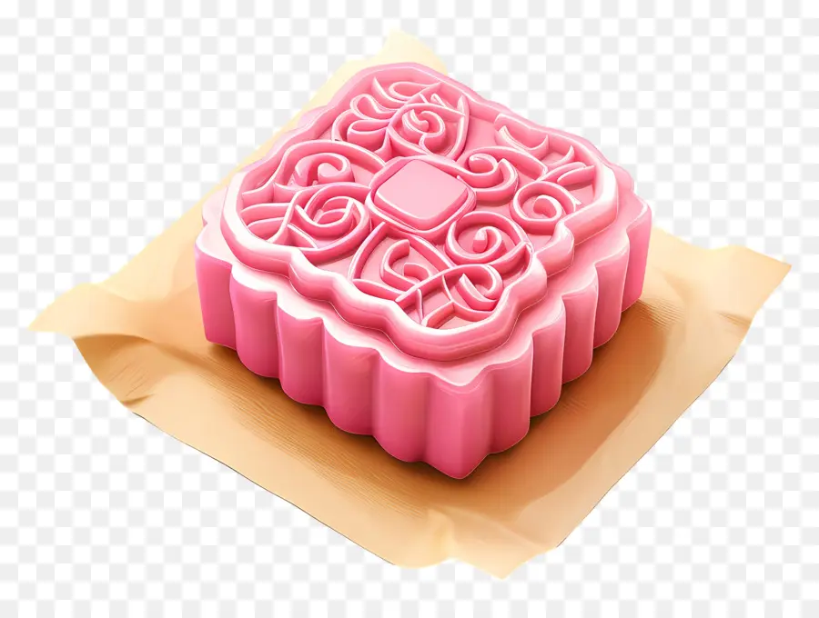 Gâteau De Lune Carré，Gâteau De Lune Rose PNG