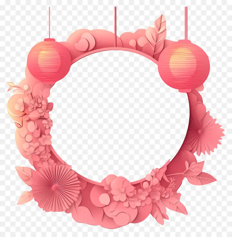 Fête De La Mi Automne，Couronne Florale Rouge PNG