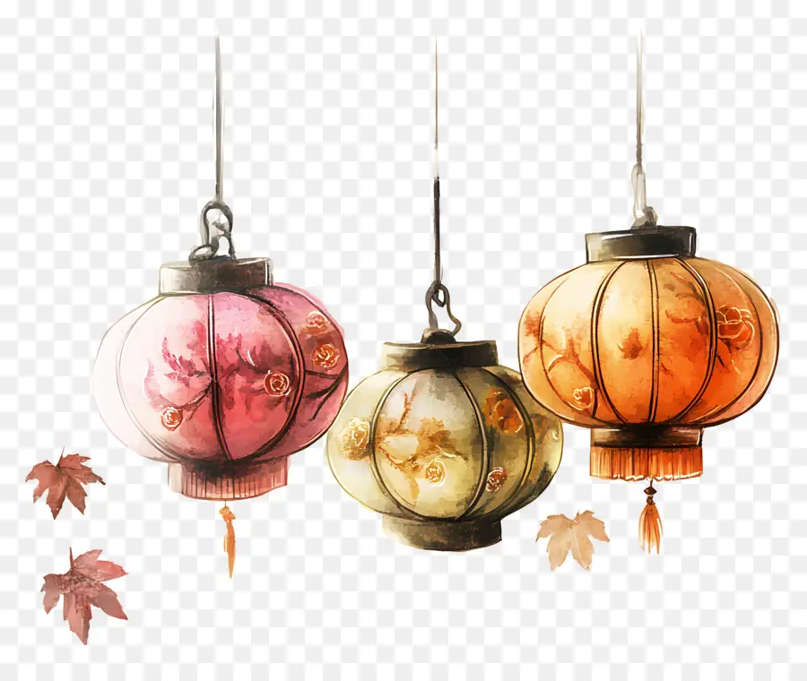 Fête De La Mi Automne，Lanternes Suspendues PNG