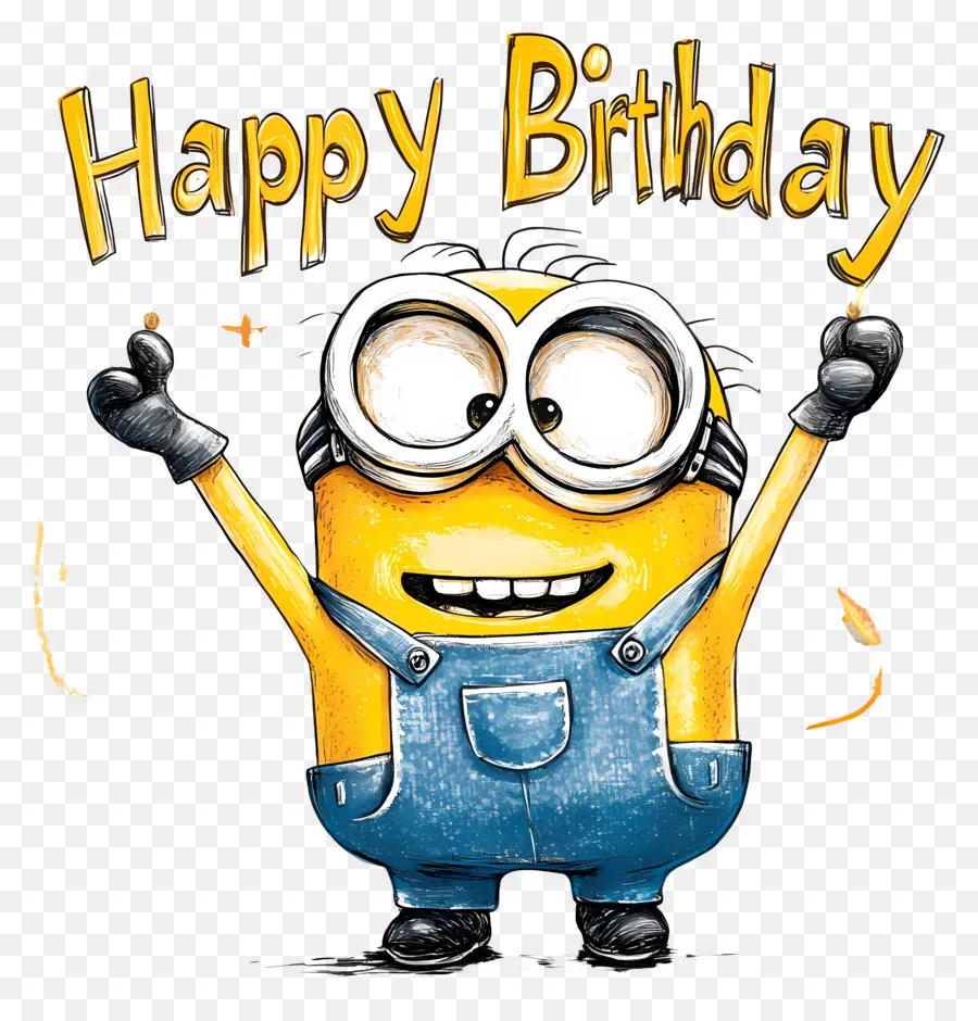 Joyeux Anniversaire，Minion Avec Des Bougies PNG