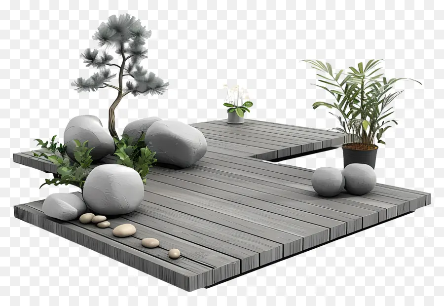 Terrasse En Bois，Jardin Zen PNG