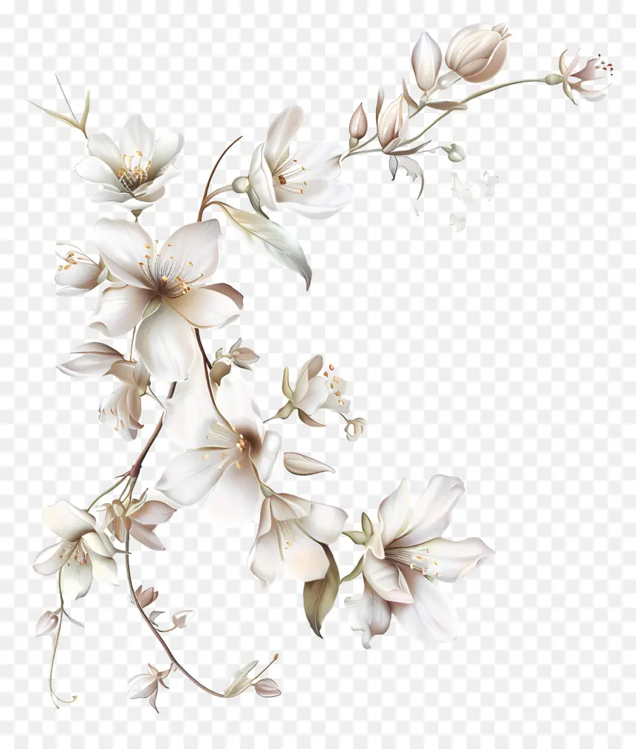 Coin De Fleurs Blanches，Fleurs Blanches PNG