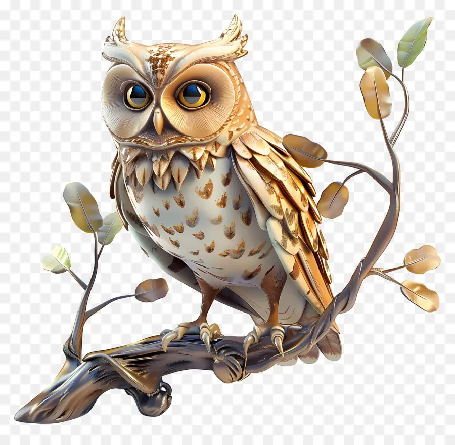 Chouette Sur Une Branche，Hibou PNG