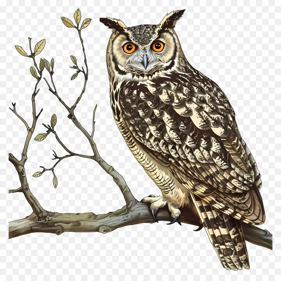 Chouette Sur Une Branche，Hibou PNG