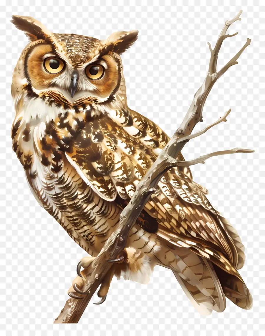 Chouette Sur Une Branche，Hibou PNG