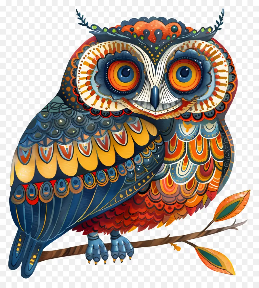 Chouette Sur Une Branche，Hibou Décoratif PNG