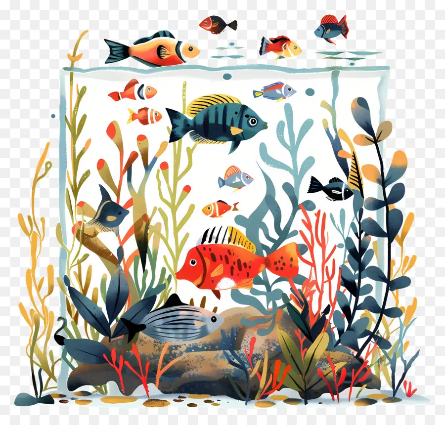 Poissons Et Algues，Aquarium PNG