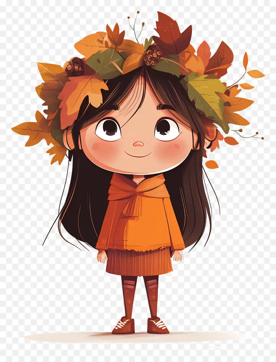 Équinoxe De Septembre，Fille Avec Des Feuilles D'automne PNG