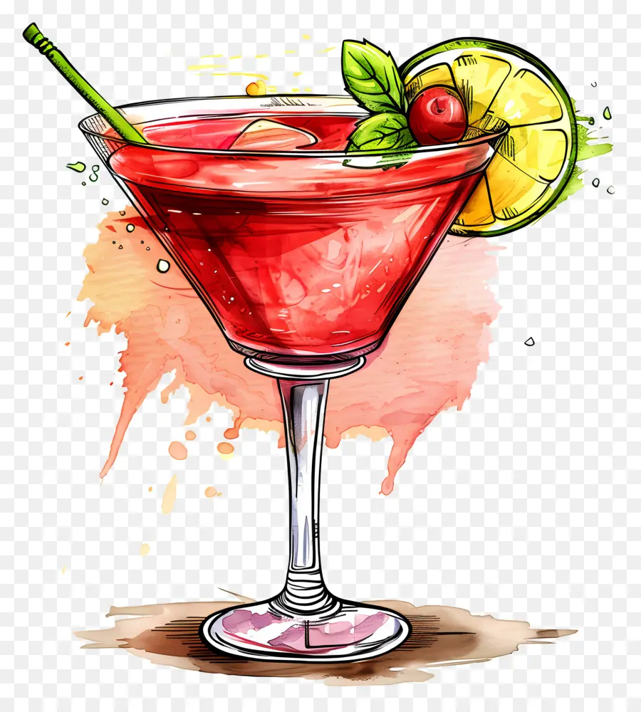 Cocktail Rouge，Citron Vert PNG