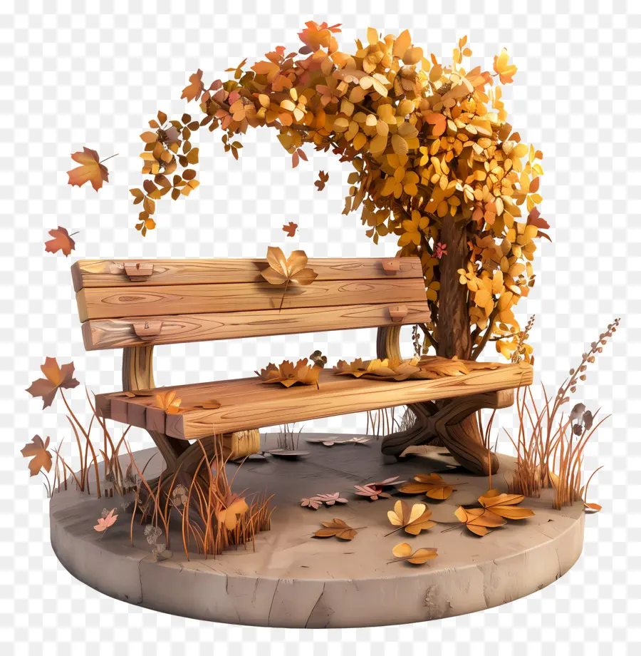 Banc En Bois，Banc D'automne PNG