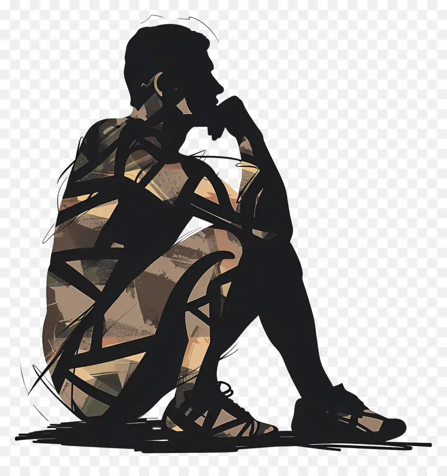 Silhouette D'homme Pensant，Homme Pensant PNG