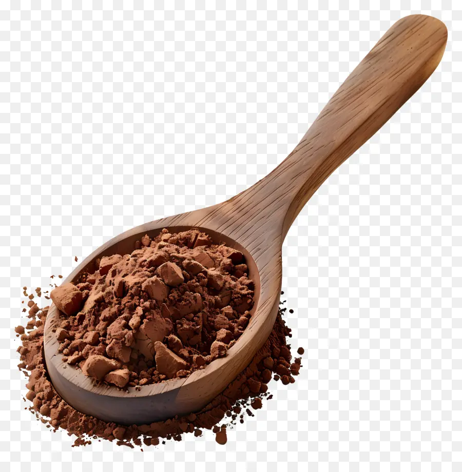 Poudre De Cacao，Cuillère En Bois Avec Poudre De Cacao PNG