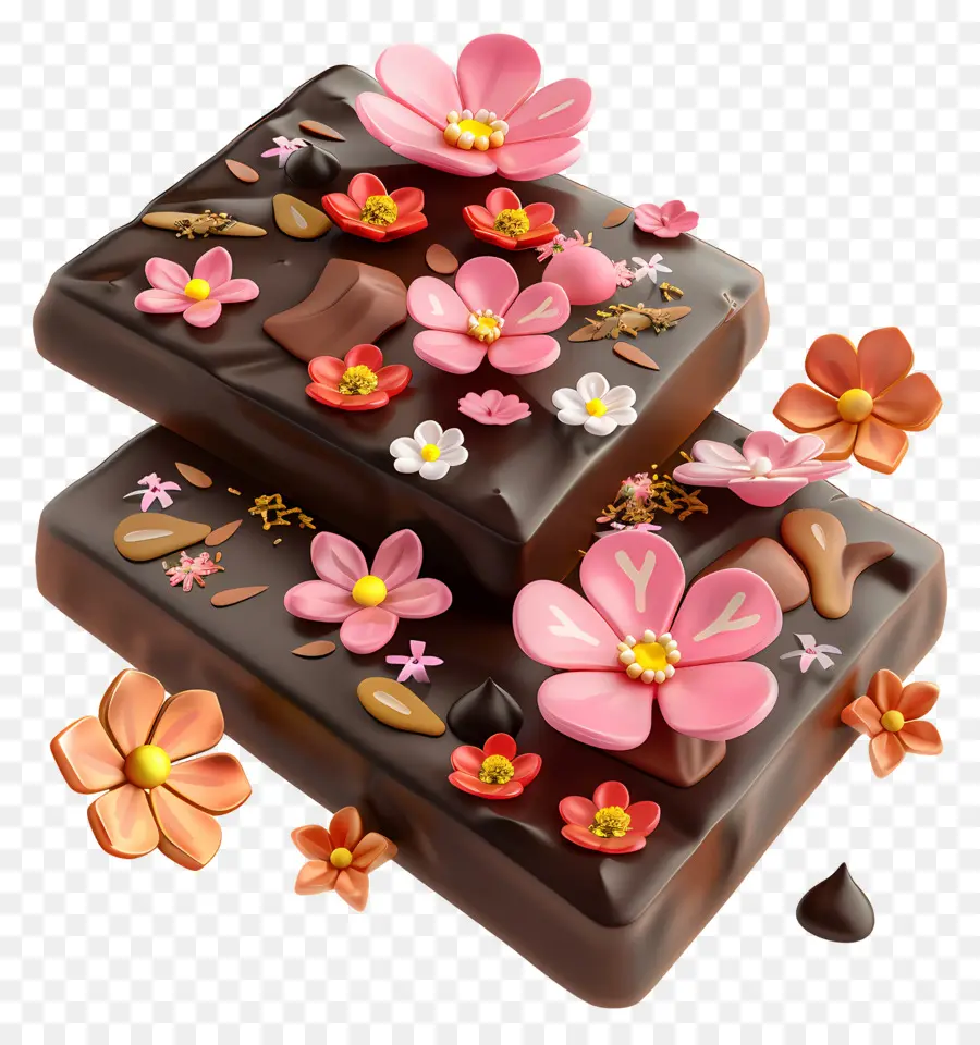 Chocolat Noir，Chocolat Aux Fleurs PNG