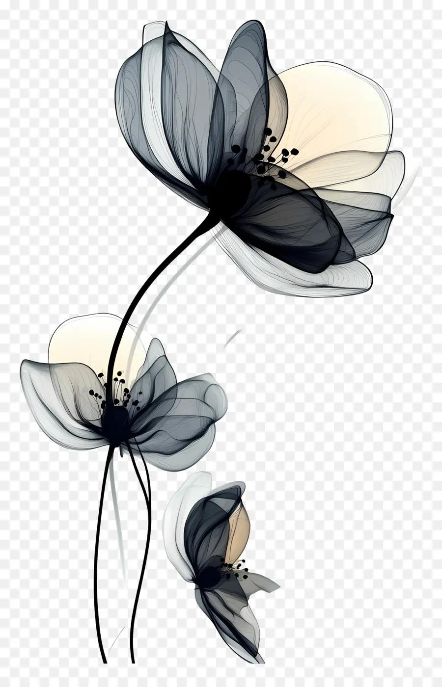 Élégance Intemporelle，Fleurs Noires PNG