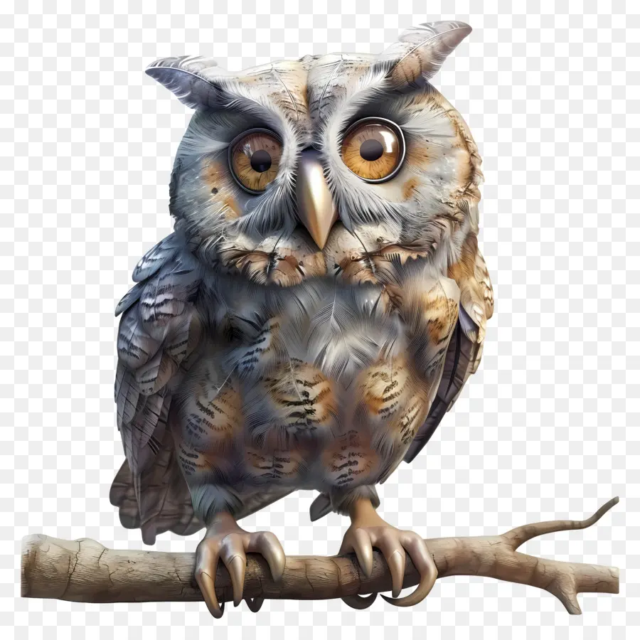 Chouette Sur Une Branche，Hibou PNG