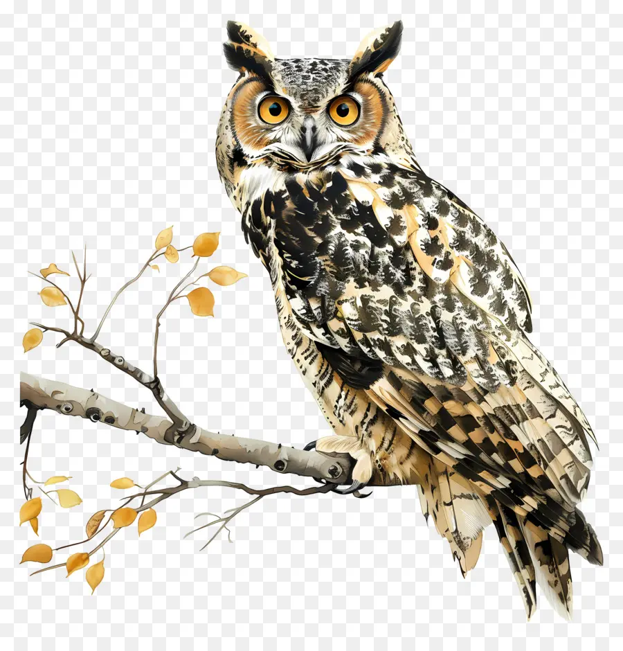 Chouette Sur Une Branche，Hibou PNG