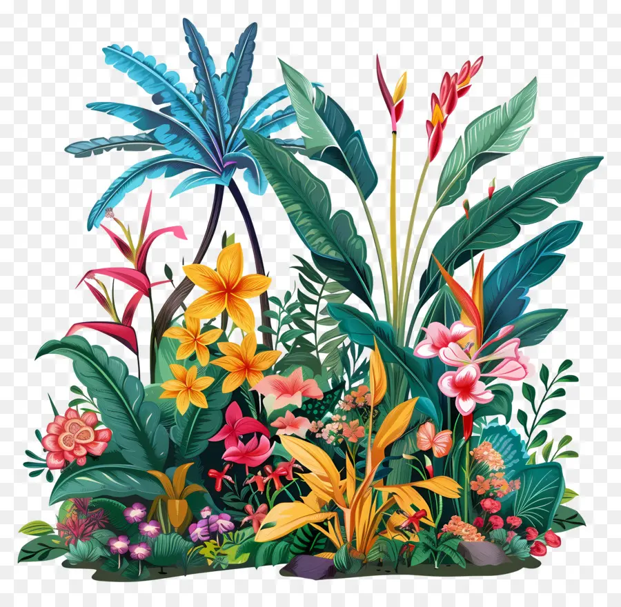 Paysage De Jardin，Fleurs Colorées PNG