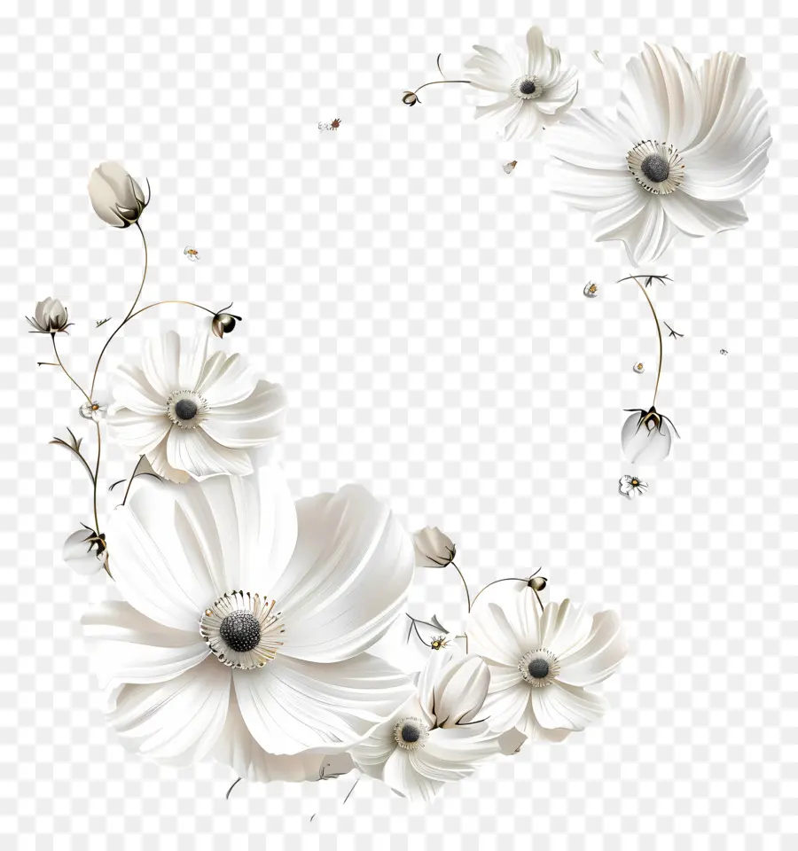 Coin De Fleurs Blanches，Fleurs Blanches PNG