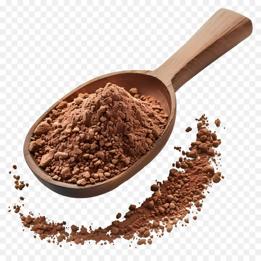 Poudre De Cacao，Cuillère En Bois Avec Poudre De Cacao PNG