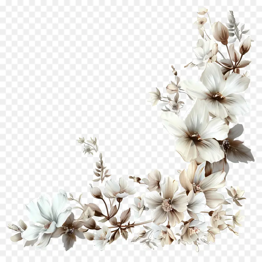 Coin De Fleurs Blanches，Fleurs Blanches PNG