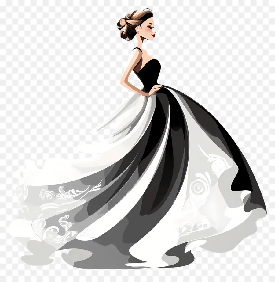 Élégance Intemporelle，Femme En Robe Fluide PNG