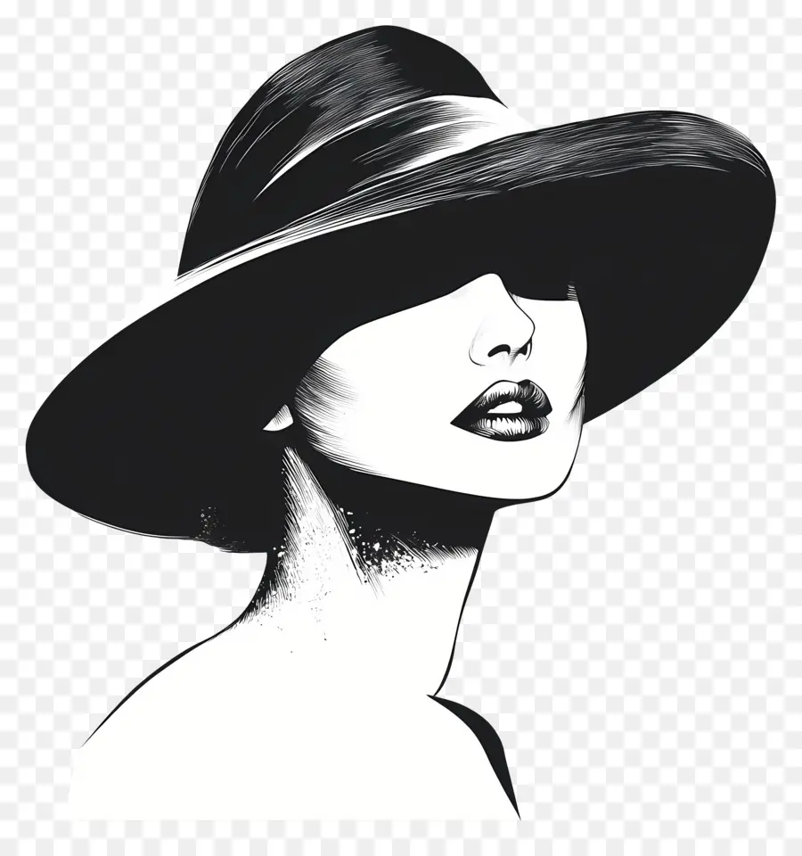 Élégance Intemporelle，Femme Avec Un Chapeau PNG