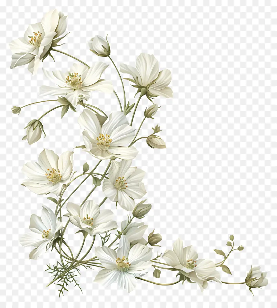 Coin De Fleurs Blanches，Fleurs Blanches PNG