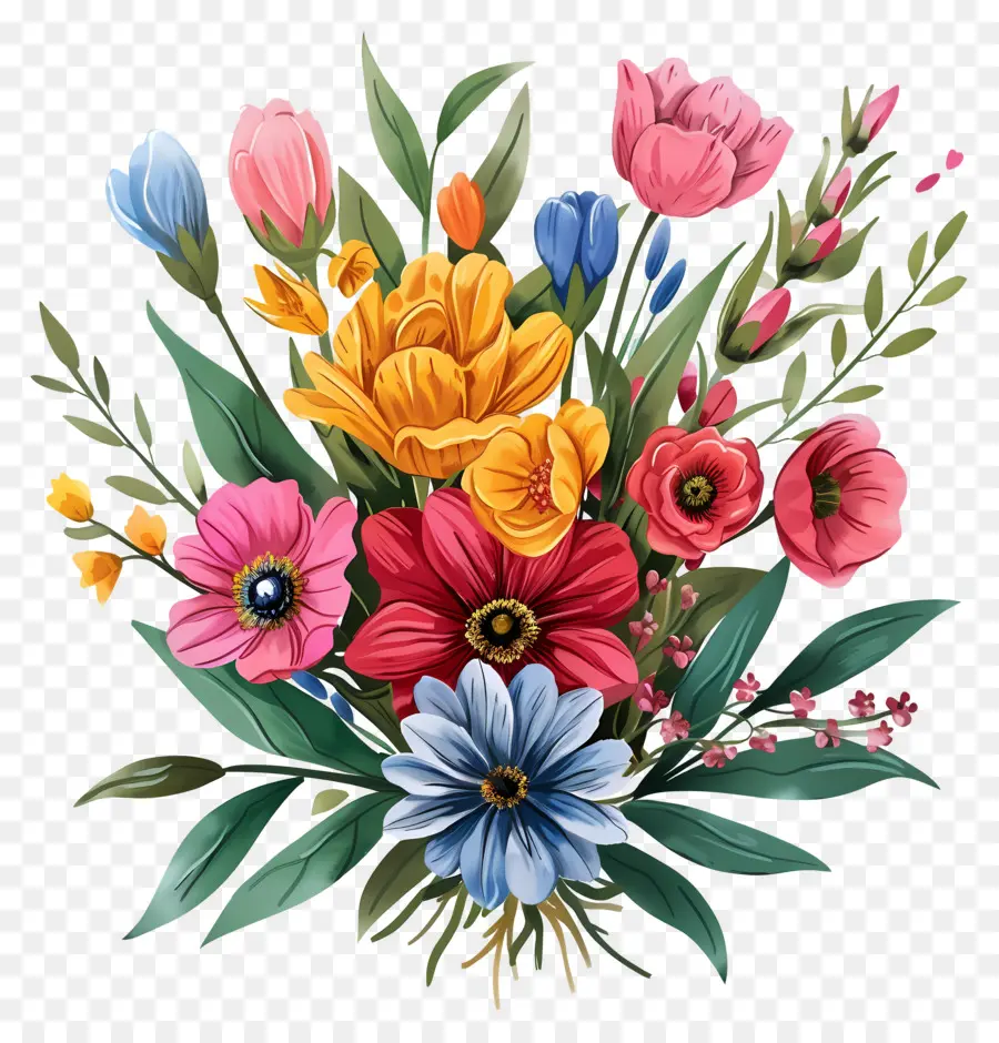 Bouquet De Fleurs，Fleurs Colorées PNG