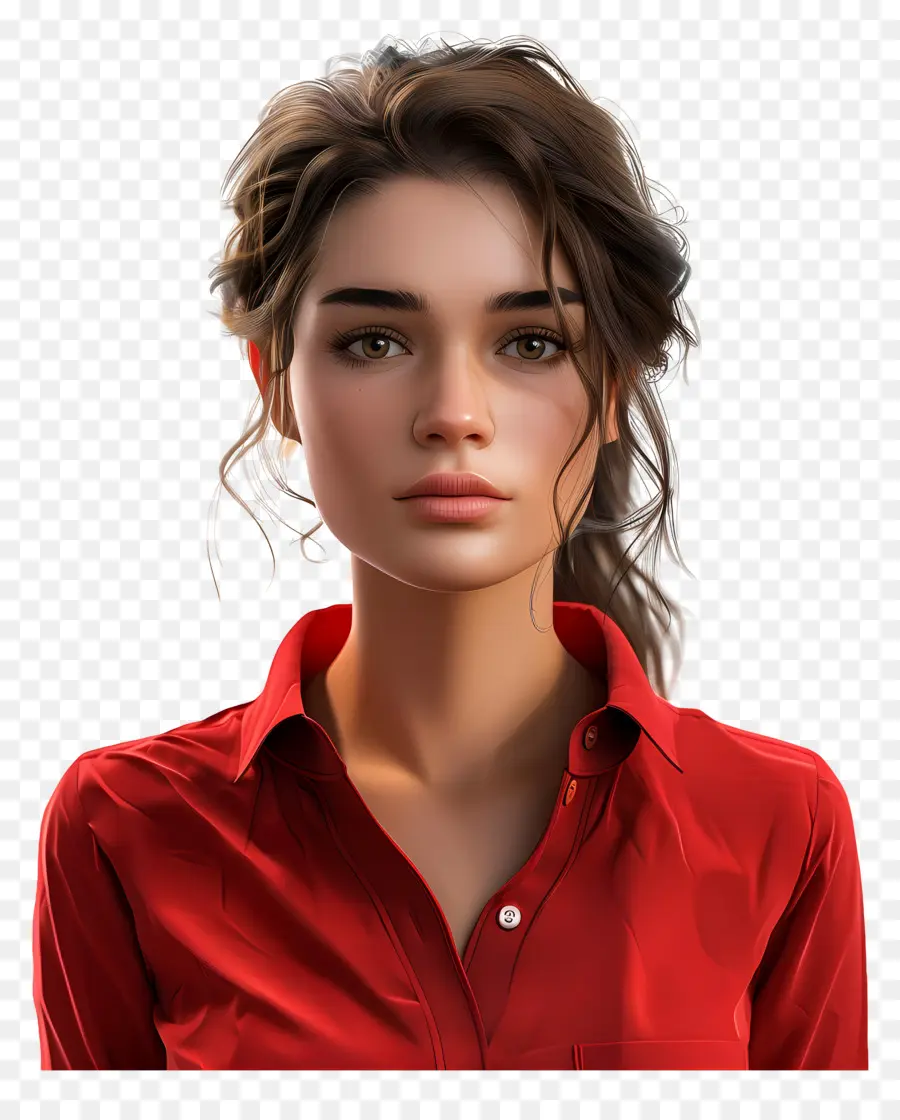 Femme En Chemise，Femme En Chemise Rouge PNG