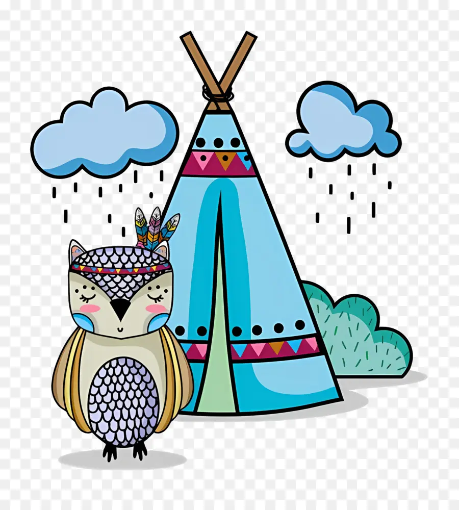 Chouette Mignonne，Chouette Et Tipi PNG