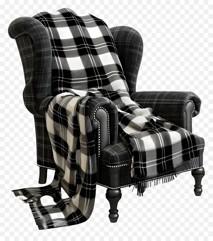 Fauteuil，Couverture à Carreaux Sur Chaise PNG