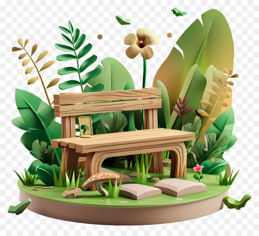 Banc En Bois，Banc En Bois Dans Le Jardin PNG