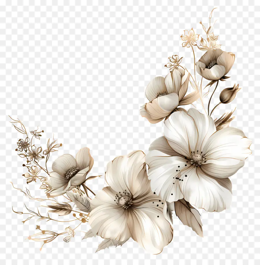 Coin De Fleurs Blanches，Fleurs Blanches PNG