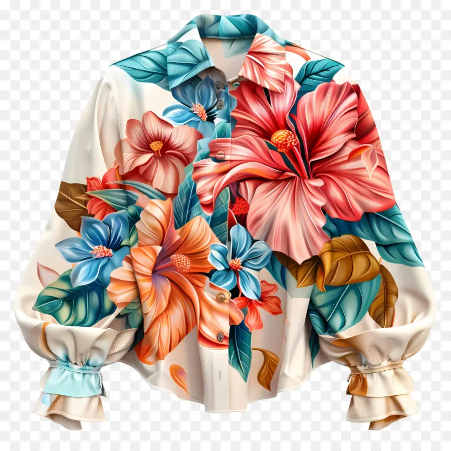 Blouse，Chemise à Fleurs PNG