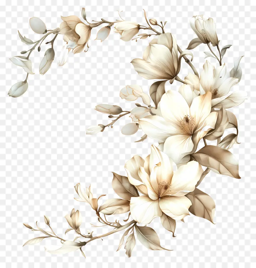 Coin De Fleurs Blanches，Fleurs Blanches PNG