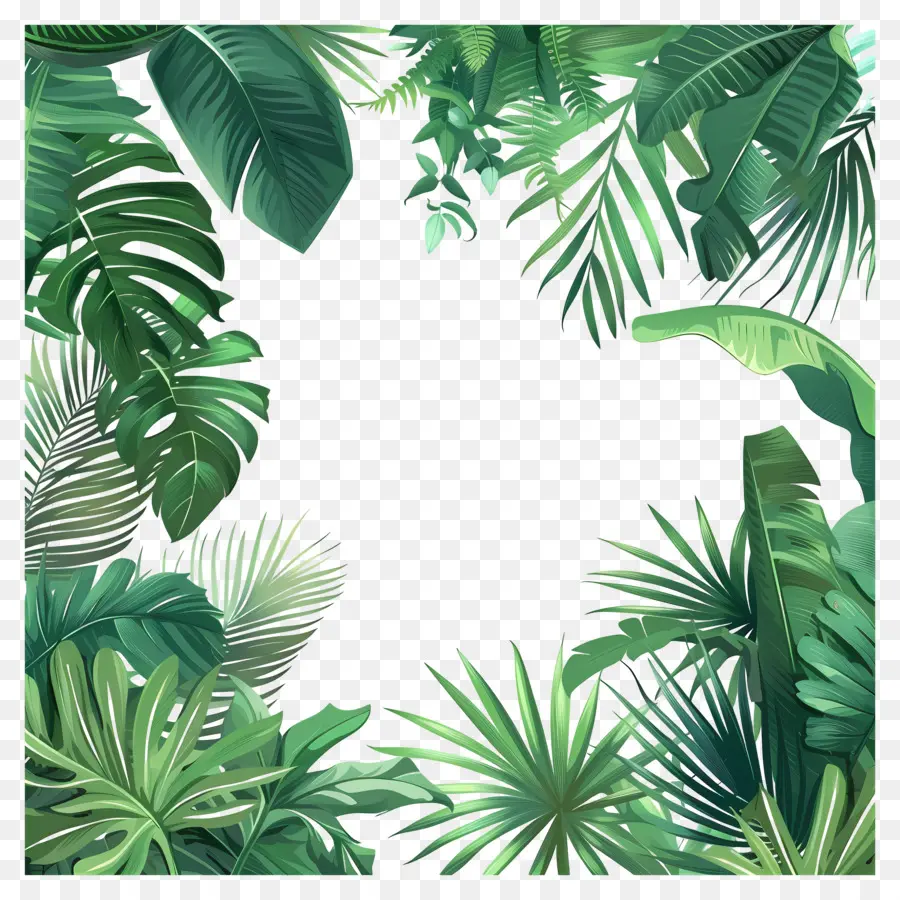 Bordure De Feuilles De Jungle，Feuilles De Monstera PNG