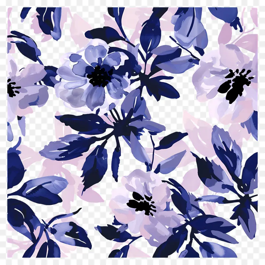 Motif De Fleurs，Motif Floral Bleu PNG