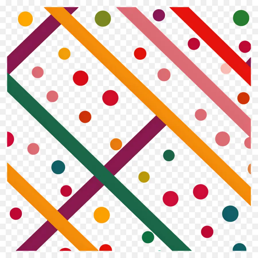 Motif à Pois，Lignes Et Points Colorés PNG