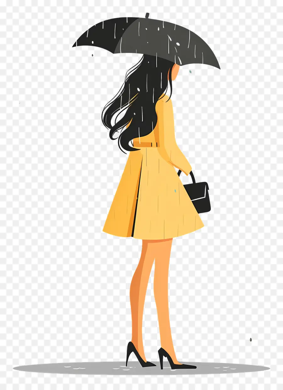 Femme Sous La Pluie，Femme Avec Parapluie PNG